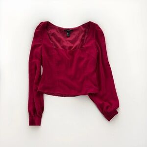 Red Square Neck Top